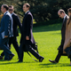 From left, Dan Scavino, Nicholas Luna, Jared Kushner, Stephen Miller, and Hope Hicks walk to board Marine One with President Donald Trump at the White House, Wednesday, Sept. 30, 2020, in Washington, for the short trip to Andrews Air Force Base en route to Minnesota.